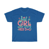 Just A Girl Who Loves Her Dog - Unisex Heavy Cotton Tee - Gift Idea for Dog Walker Trainer Groomer Doggy Day Care  Small Business Entrepreneur