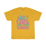 Just A Girl Who Loves Cheer - Unisex Heavy Cotton Tee - Gift Idea for Cheerleading Coach Cheer Club Small Business Entrepreneur