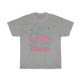 Just A Girl Who Loves Tennis - Unisex Heavy Cotton Tee - Gift Idea for Tennis Coach Small Business Entrepreneur