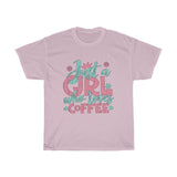 Just A Girl Who Loves Coffee - Unisex Heavy Cotton Tee - Gift Idea for Coffee House Small Business Entrepreneur