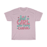 Just A Girl Who Loves Camping - Unisex Heavy Cotton Tee - Gift Idea for Camp Ground Small Business Entrepreneur