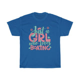 Just A Girl Who Loves Boating - Unisex Heavy Cotton Tee - Gift Idea for Marina Ship's Store Boater Captain Pontoon Gift Shop Small Business Entrepreneur