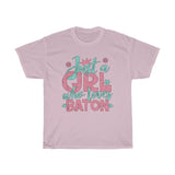 Just A Girl Who Loves Baton - Unisex Heavy Cotton Tee - Gift Idea for Baton Twirling Coach Club Small Business Entrepreneur