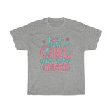 Just A Girl Who Loves Cheer - Unisex Heavy Cotton Tee - Gift Idea for Cheerleading Coach Cheer Club Small Business Entrepreneur
