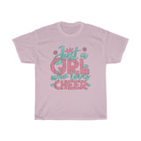 Just A Girl Who Loves Cheer - Unisex Heavy Cotton Tee - Gift Idea for Cheerleading Coach Cheer Club Small Business Entrepreneur