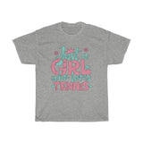 Just A Girl Who Loves Tennis - Unisex Heavy Cotton Tee - Gift Idea for Tennis Coach Small Business Entrepreneur