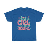 Just A Girl Who Loves Skating - Unisex Heavy Cotton Tee - Gift Idea for Skating Coach Figure Skating Club Small Business Entrepreneur