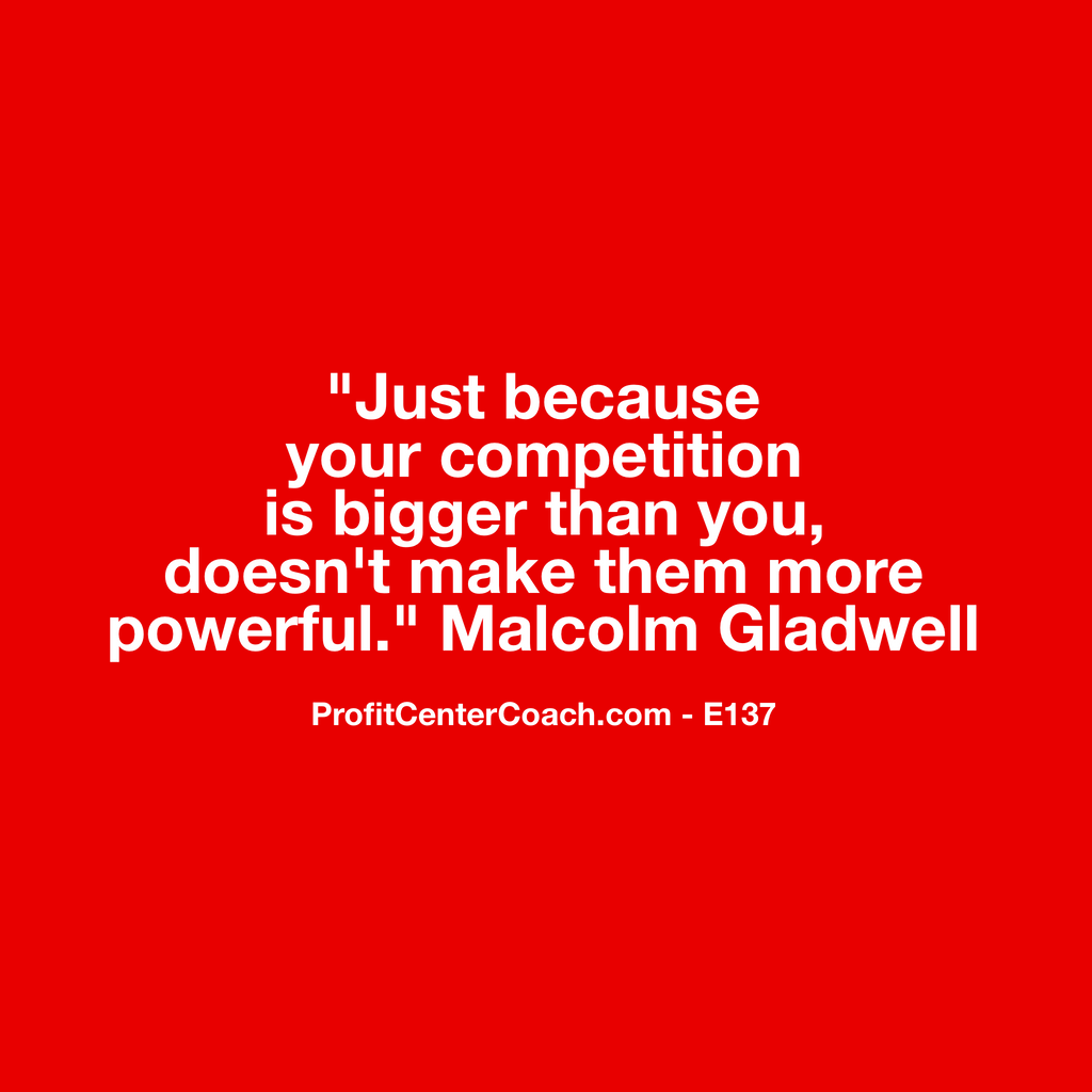E137 - Social Square 12" x 12" Inspirational Canvas Wall Hanging -“Just because your competition is bigger than you, doesn’t make them more powerful.” Malcom Gladwell