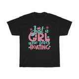 Just A Girl Who Loves Boating - Unisex Heavy Cotton Tee - Gift Idea for Marina Ship's Store Boater Captain Pontoon Gift Shop Small Business Entrepreneur