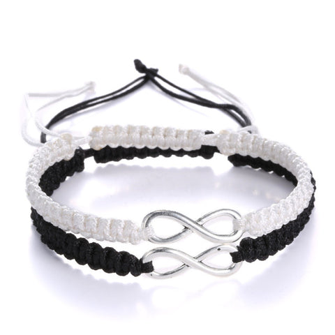 Spoil Yourself - 2Pcs/Set Infinity Friendship Bracelet - Black and White